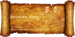 Beretka Vera névjegykártya